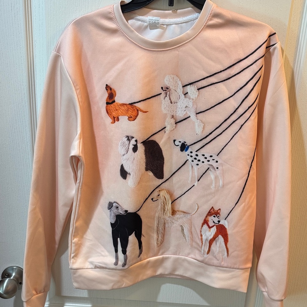 Pink Sweatshirt with Dog Design